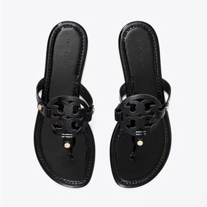 Tory Burch Miller Sandals Patent Leather Black Size 7.5